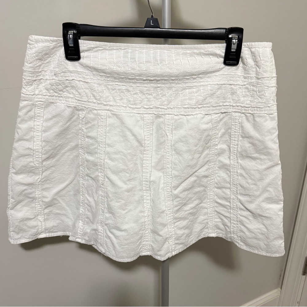 Prana Skirt Womens Size 10 White Cotton Casual Summer Raw Hem